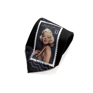 Marilyn Monroe Stamps Navy Blue/Black Tie Ralph Marlin 1995 USPSPost Office NWOT